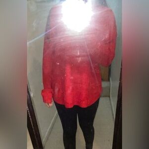red knitted sweater